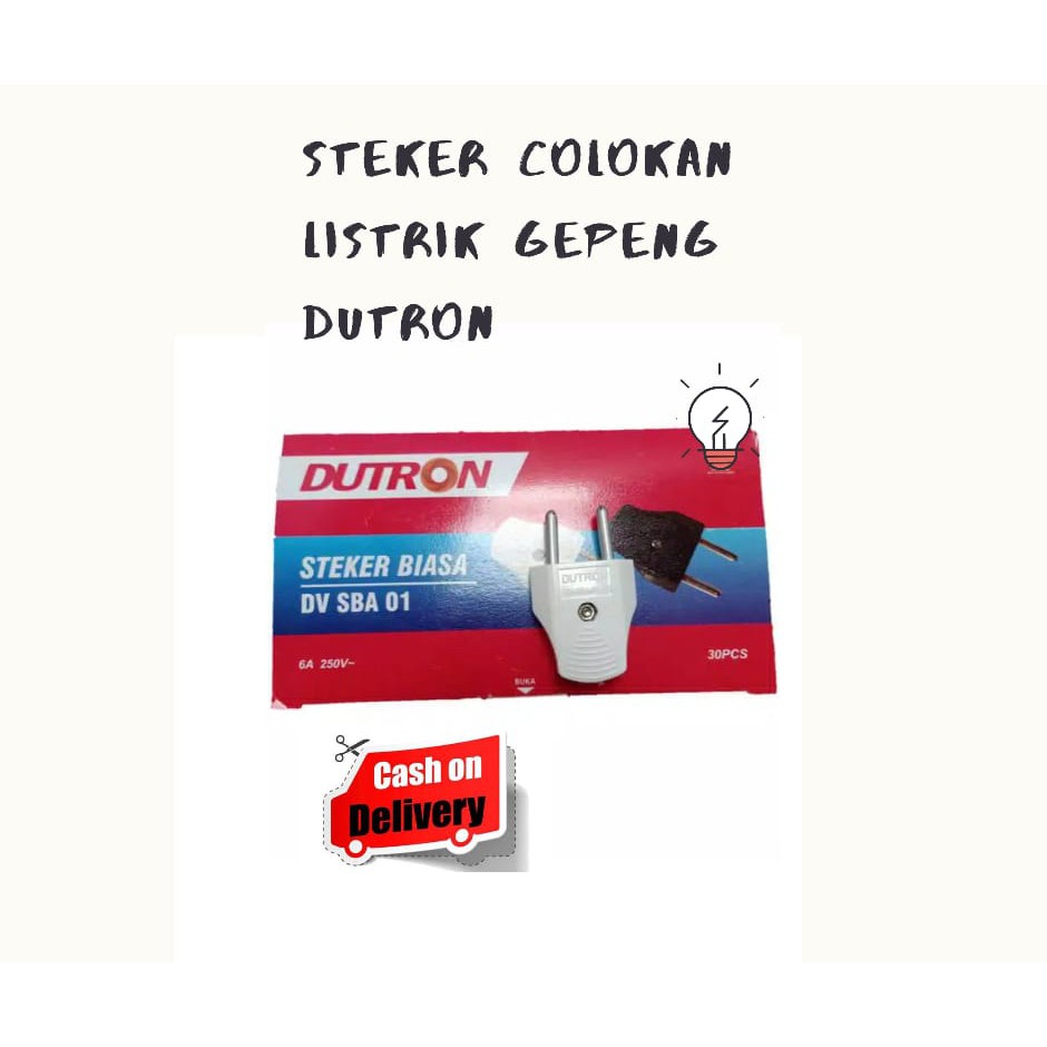 STEKER COLOKAN LISTRIK GEPENG PUTIH HITAM DUTRON SNI