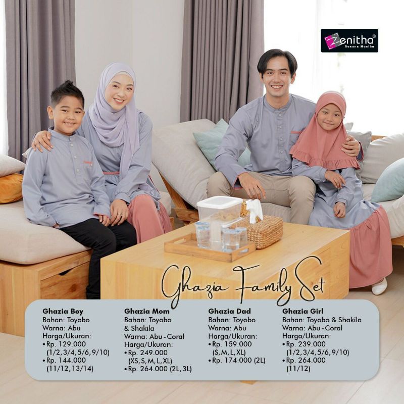SARIMBIT ZENITHA TERBARU 2022 GHAZIA SET / BAJU SERAGAM LEBARAN KELUARGA MUSLIM / BAJU COUPLE MUSLIM