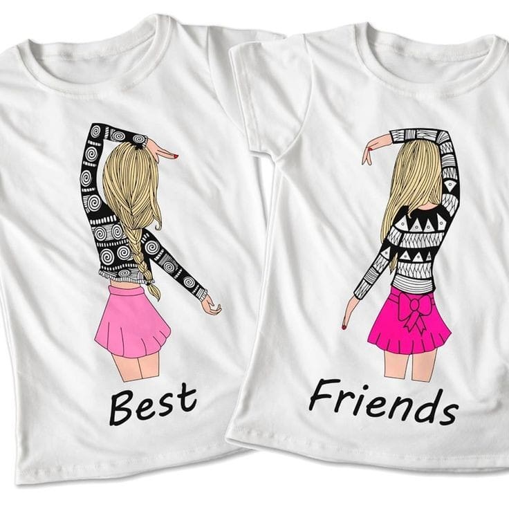 MYSTIQUE.ID-BAJU KAOS COUPLE BAR*BIE BEST FRIENDS T-SHIRT LUCU DAN AESTHETIC