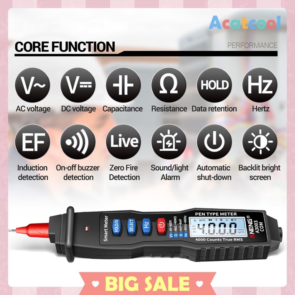 A3003 Digital Multimeter Pen Type Meter 4000 Counts Voltage Current Tester