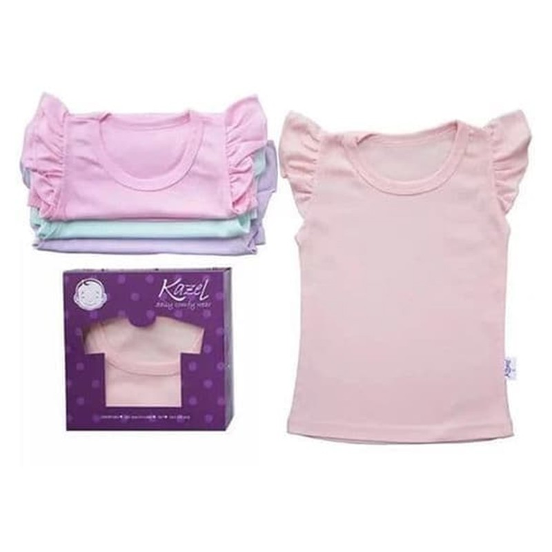 Kazel Tshirt Ruffle Warna Girl 4pcs Kaos Bayi Perempuan