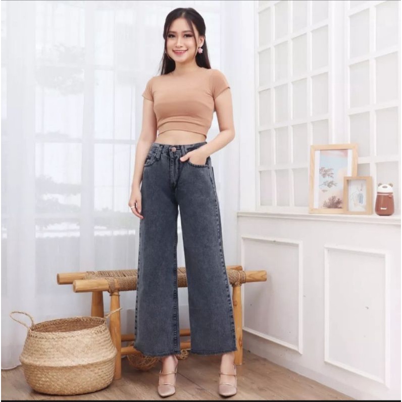 celana jeans wanita kulot snow