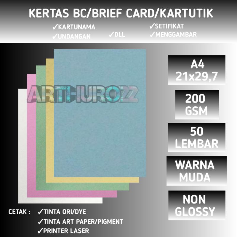 

Kertas Brief card warna/BC/Tik 200 gsm isi 50 lembar