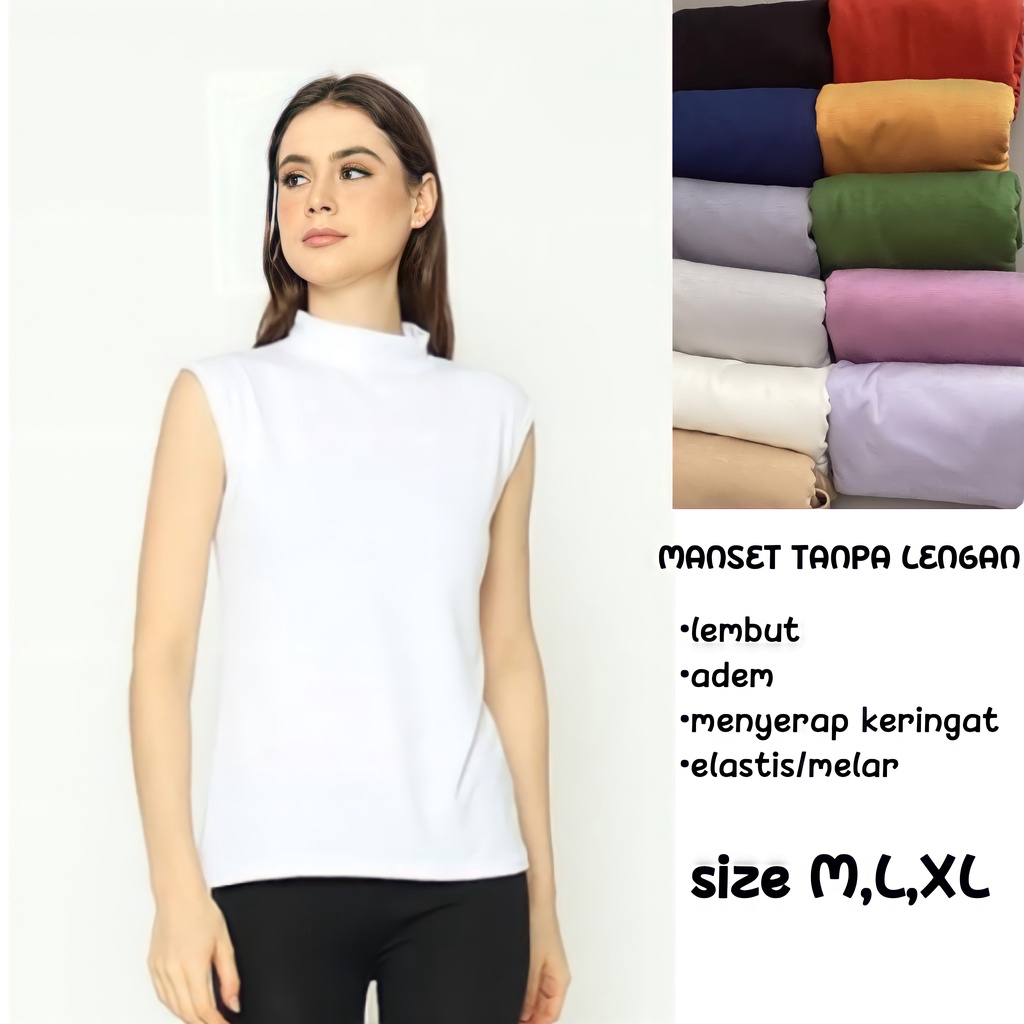 Baju Manset Inner Lekbong Kutung Tanpa Lengan Polos Wanita Bahan Spandek Rayon Premium