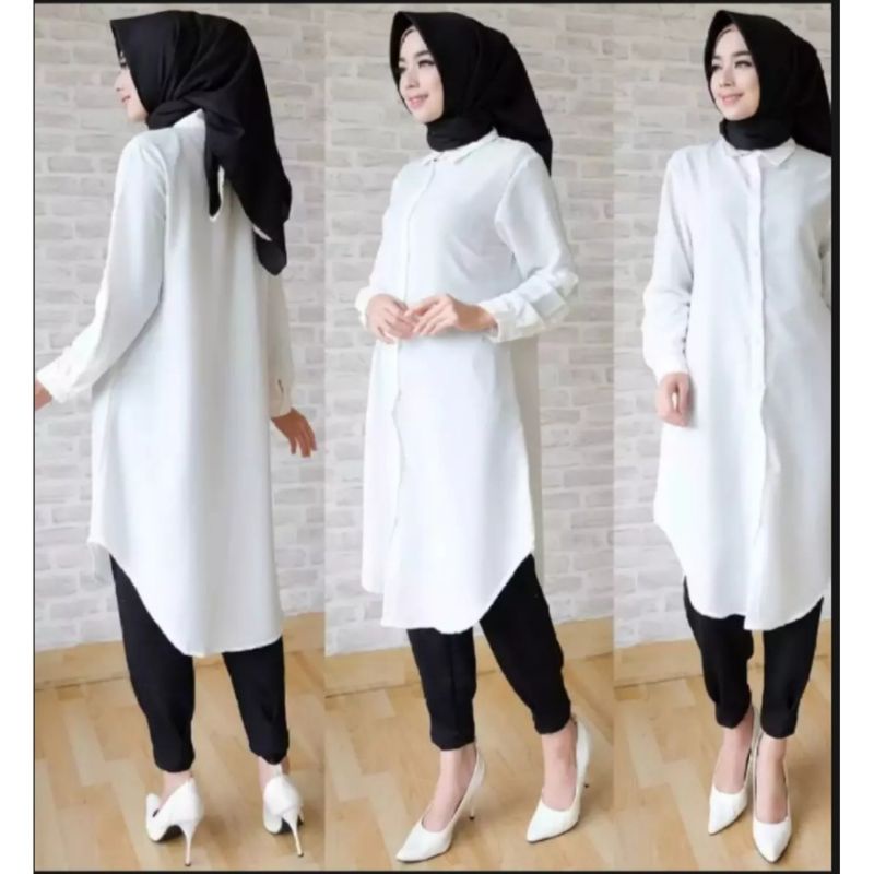 kemeja tunik polos/kemeja tunik wanita/atasan tunik polos/kemeja tunik wanita lengan panjang