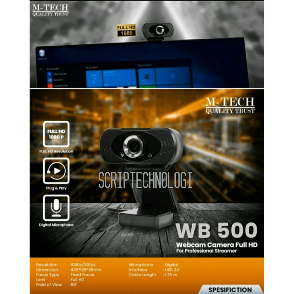 M-Tech / Mtech WB500 / WB-500 / WB500 1080p Full HD Webcam