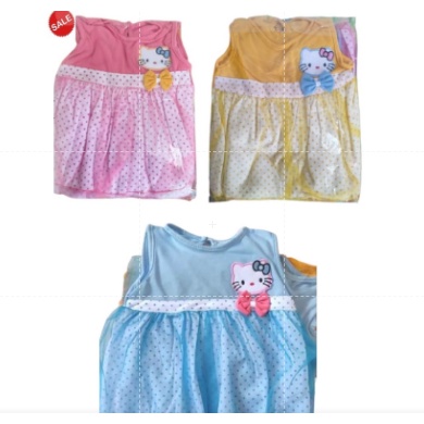 (SATUAN)  Dress baby Nanas Newborn / Dress bayi / pink kuning biru Tile Perempuan Girl Hello Kitty