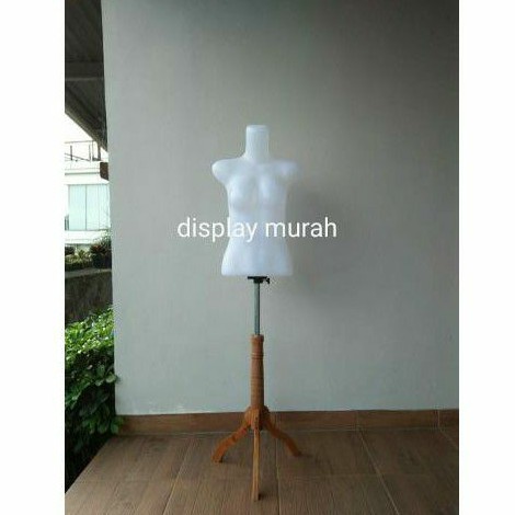 Manekin Setengan Badan Cewe 1 Set + Tiang Kaki / Display Patung Plastik DM Cewe Bening+Sok