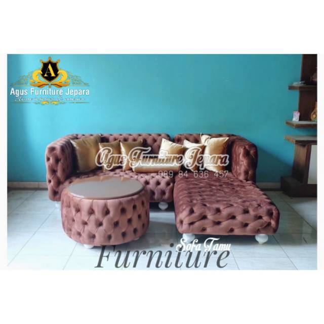 SOFA TAMU SUDUT CESTER BROWN (sofa tamu sofa jok full kursi tamu(
