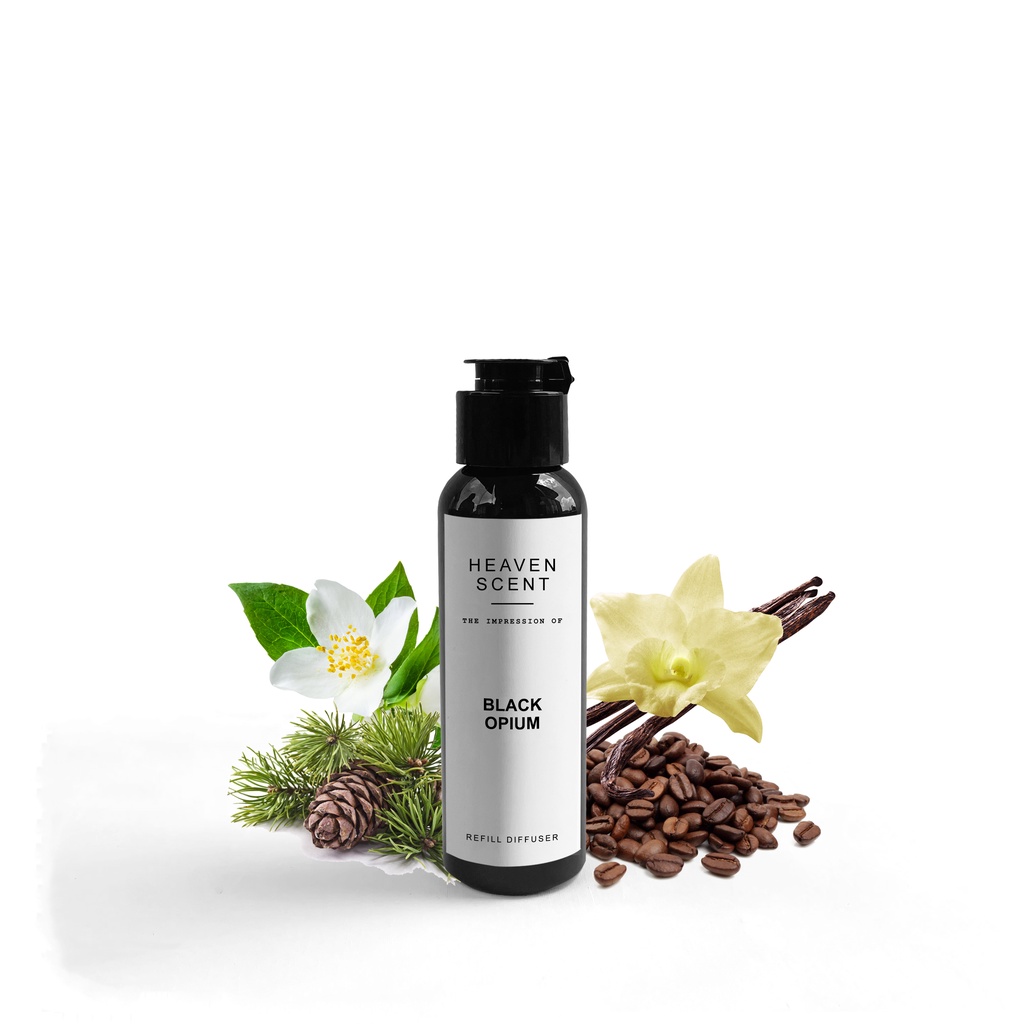 HEAVEN SCENT Refill Luxury Reed Diffuser 100 ml - Pengharum Ruangan Aromaterapi Inspired by Fragrance-Black Opium