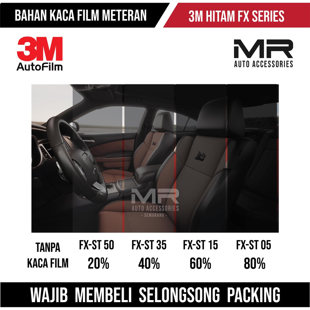 Kaca Film 3M Auto Film FX Hitam / Kaca Film Mobil Riben / Stiker Kaca Jendela Rumah Bahan Meteran