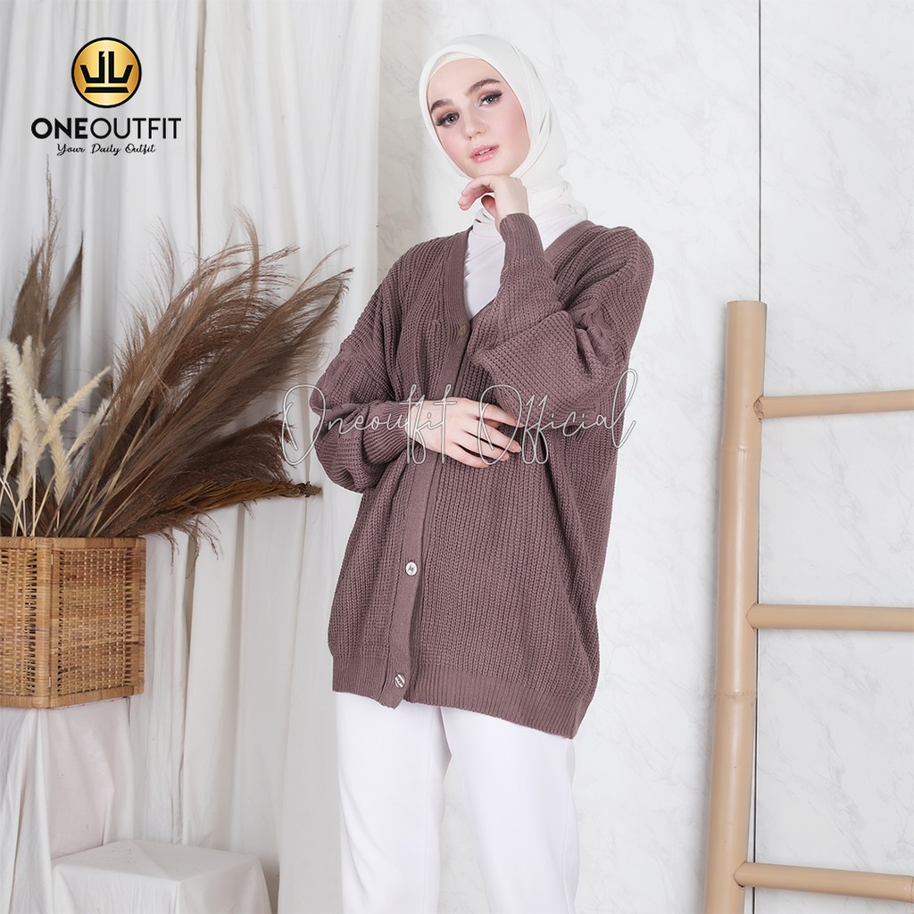 Cardigan Rajut Carissa Oversize Cardy Wanita Outerwear Kardigan Polos Big Size Outer Jumbo M L XL-2