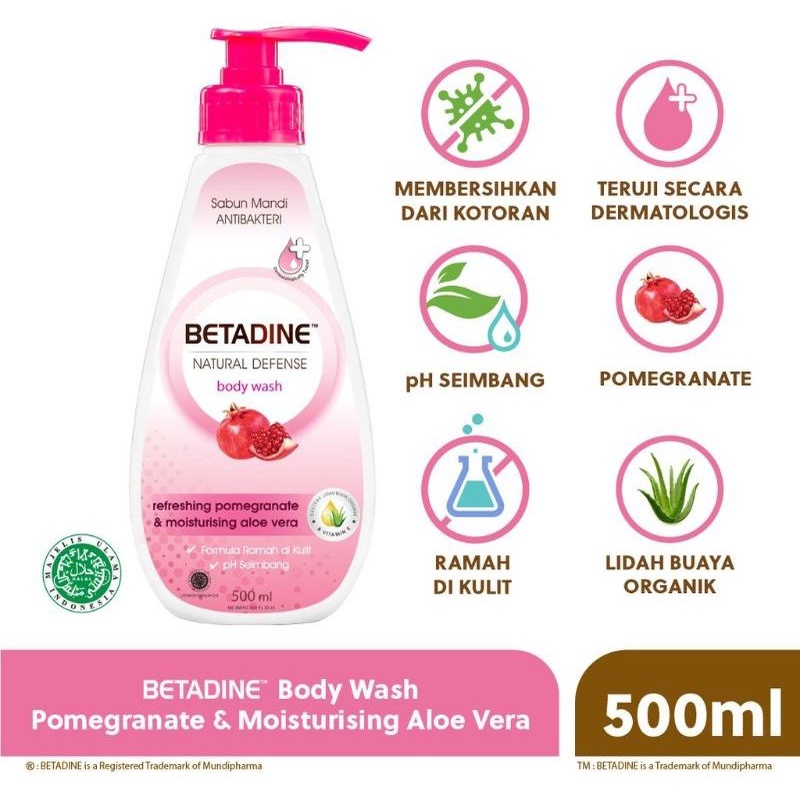 BETADINE NATURAL DEFENSE BODY WASH 500 ML