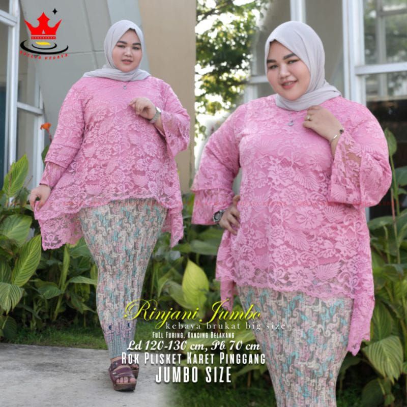 Daliakebaya - COD Set Kebaya Rinjani Jumbo Brukat Setelan Wisuda LD 120 -130 Modern Wanita Hitam Bro