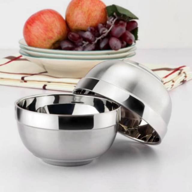 Mangkok Stainless Anti Panas / Mangkok 2 Lapis/ Mangkok Nasi