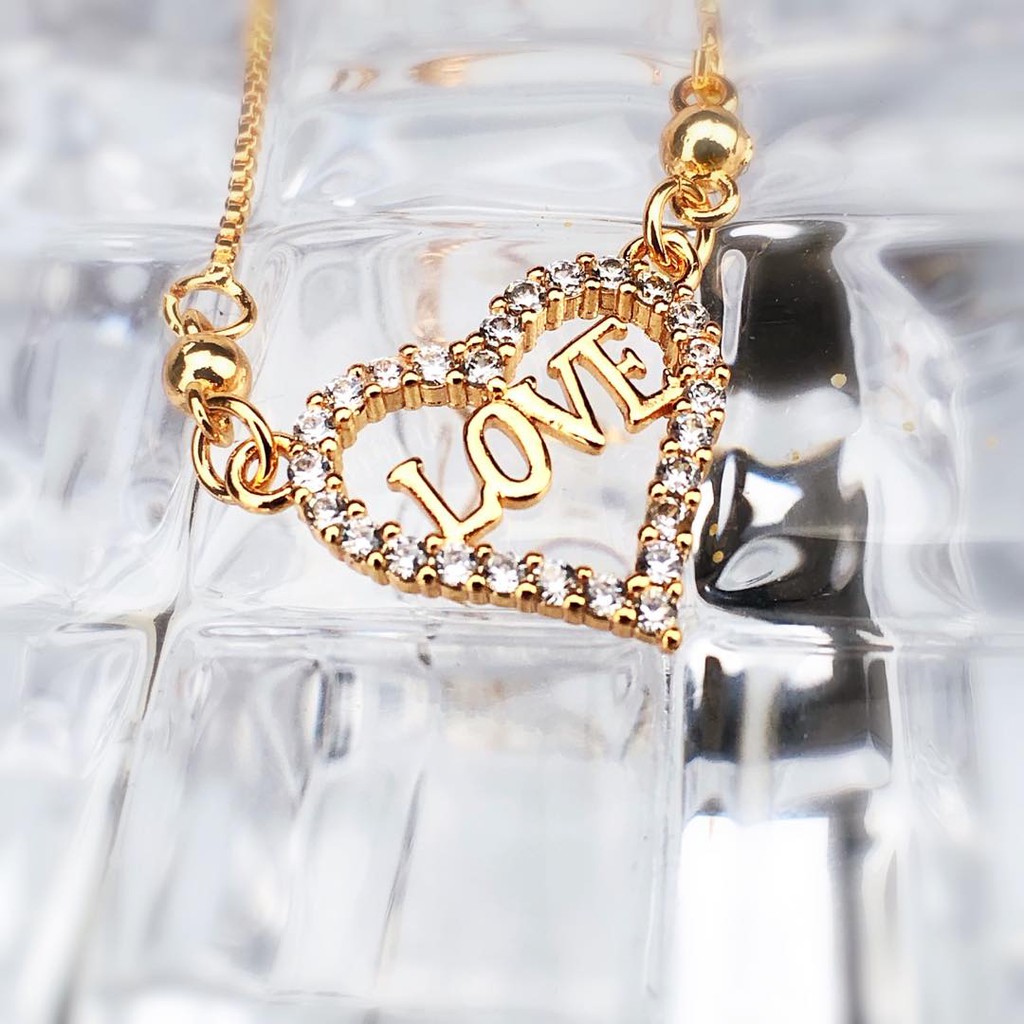 [Ready Stock] Kalung wanita gaya korea love diamond fashion aksesoris  Acc002