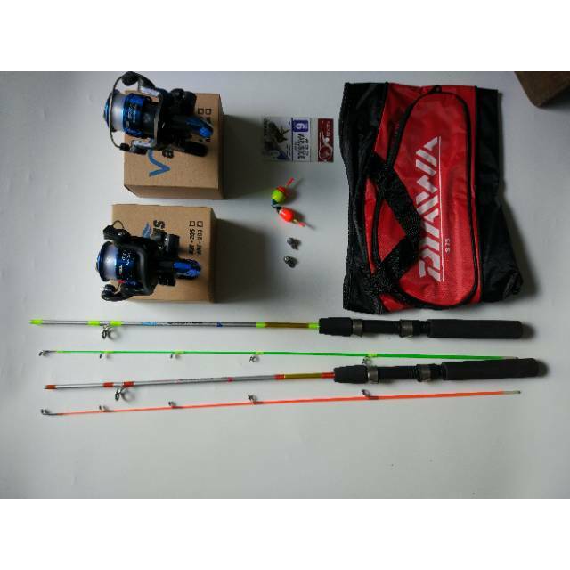 Paket 2 set pancing joran sambung 120cm reel 5bb