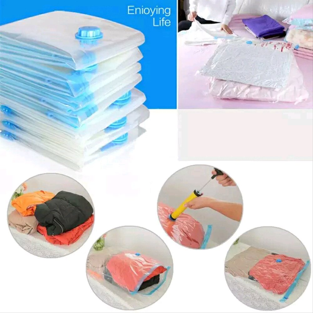 Vacuum Bag / Plastik Kompres Vacum Vakum Bag Pakaian Baju Travel Vakum Baju Pakaian Laundry