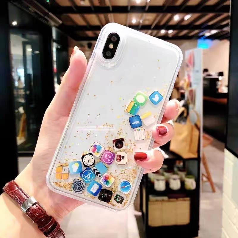 Casing IPhone 13 Pro Max 11 Pro Max 12 Pro Max 14 Pro Max 6 6S 7 Plus 8 X XR XS Max Aksen quicksand Glitter