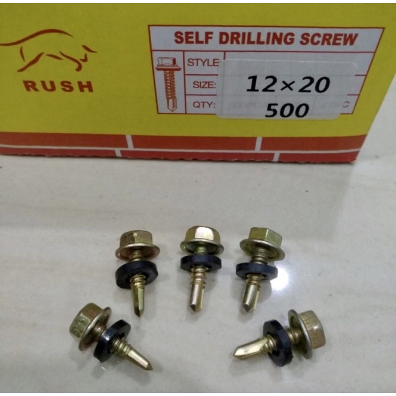 RUSH 12x20 Baut roofing 12 x 20 Skrup roofing Skrup baja ringan Baut rofing 3/4"inci Baut sds plus 0