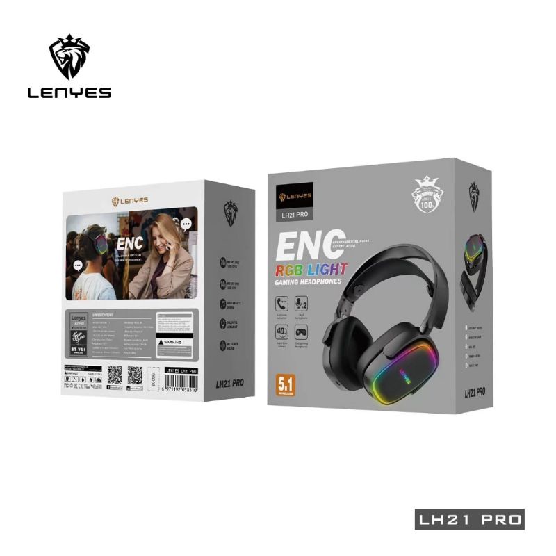 LENYES LH21 PRO ENC RGB Light 40ms Headphone Gaming Bluetooth Original