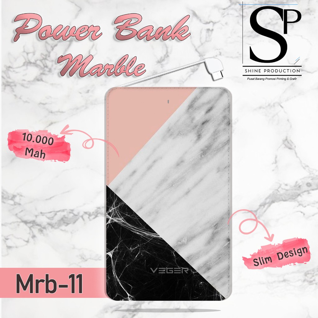 Powerbank 10.000mAh Motif Marble Merek Veger