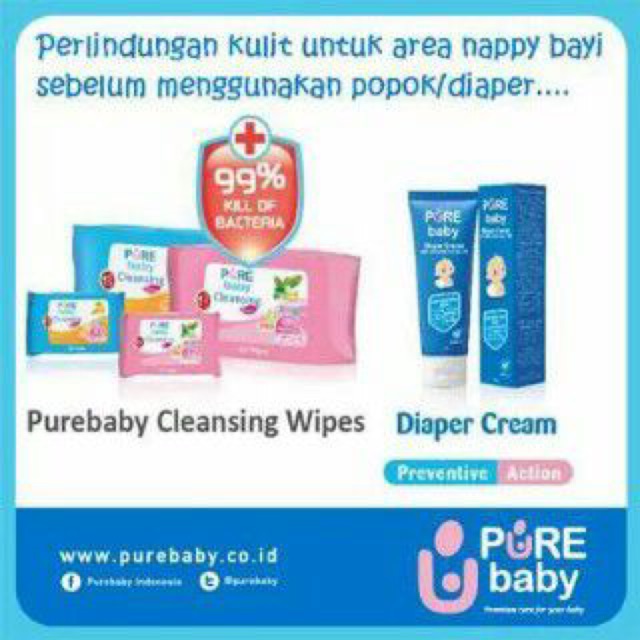 Pure Baby BB DIAPER CREAM / Krim utk daerah popok Bayi 100 / 200 Gr EXP LAMA