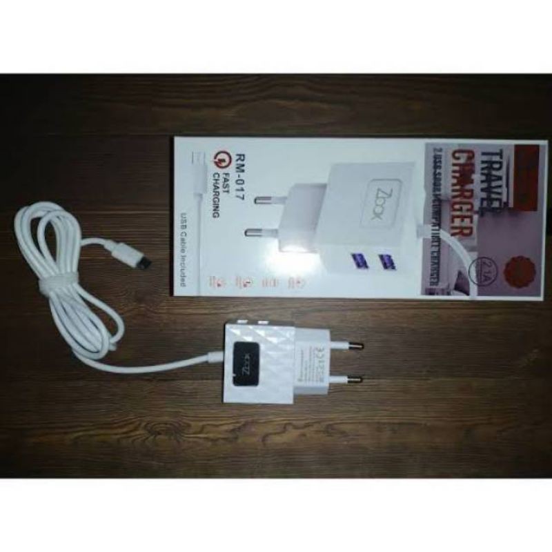 CHARGER/TC ZBOX RM 017 + LED 2.1A FAST CHARGING 2 USBINCLUDE KABEL MICRO