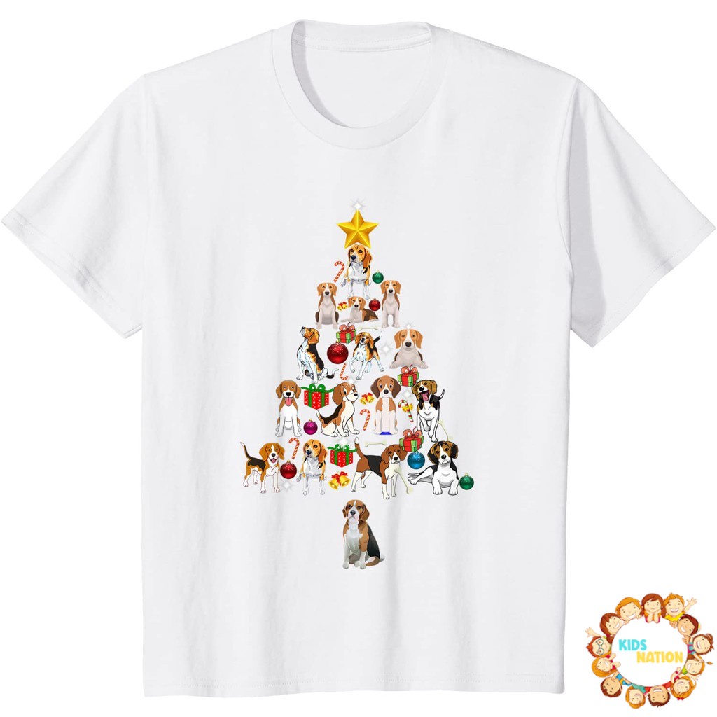 Baju anak Beagle Christmas Tree Shirt Funny xmas Beagle T-Shirt