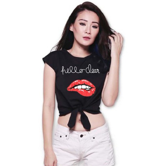 Bess Kaos  Crop  Tali Wanita Murah Crop  Tied Tee Wanita 