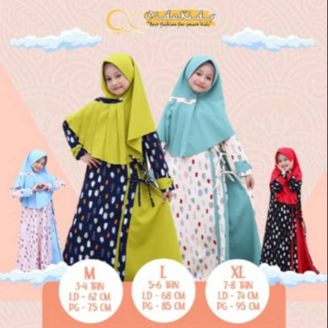 Set gamis humaira kids usia 2~8 th, original brand realpick