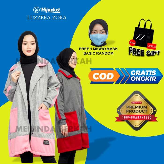 LUZZERA ZORA ORIGINAL - JAKET HIJABERS HOODIE WANITA / JAKET WANITA MUSLIMAH / JAKET PANJANG PEREMPU