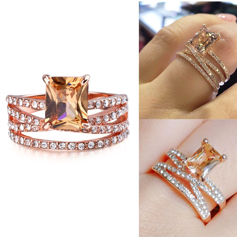 Lily Cincin Susun Wanita Gadis Jari Fashion Pertunangan Perhiasan Aksesoris Rose Gold Knuckle Joint Ring