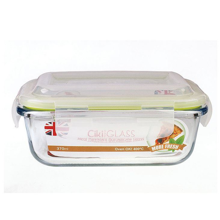 CIKI Glass Kid Food Container Wadah Kaca Mpasi Makanan Anak Bayi 370ml Isi 2