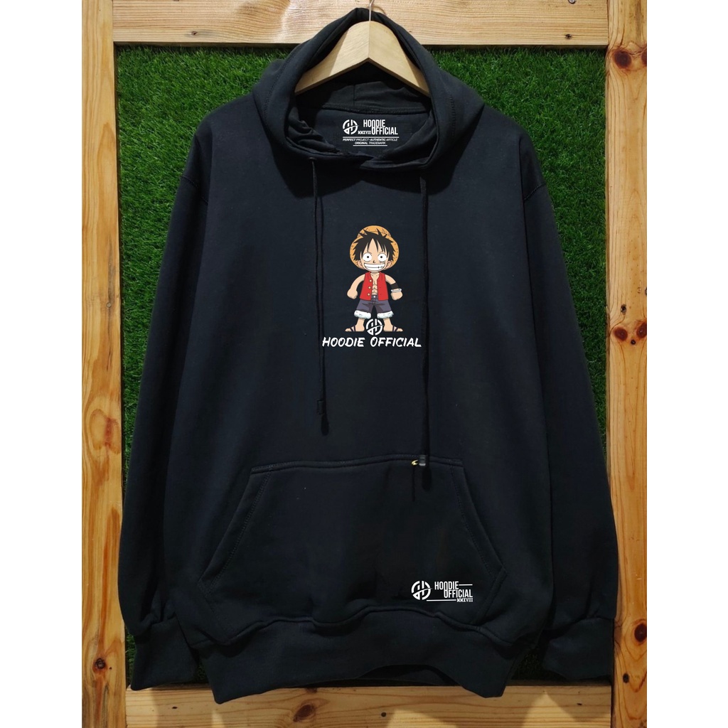 SWEATER HOODIE DISTRO KACHIOS PREMIUM ORIGINAL LOGO ONE PIECE PICT/SWEATER PRIA/SWEATER WANITA/Hitam