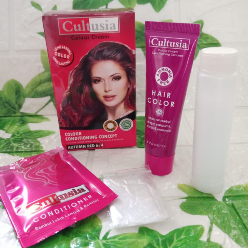 CULTUSIA COLOUR CREAM  AUTUMN RED 6/4 30GR CAT PEWARNA HIGHLIGHT RAMBUT MERAH