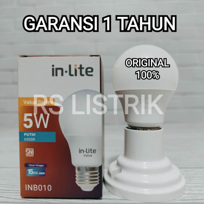 IN-LITE LAMPU LED BULB VALUE 5W 5 WATT INB010 CAHAYA PUTIH 6500K COOL DAYLIGHT