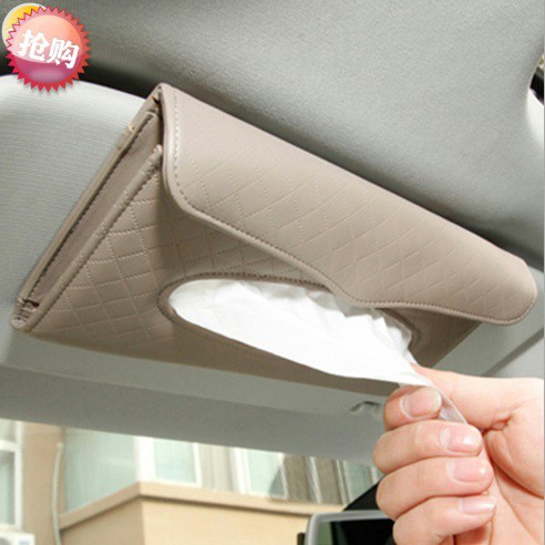 SLIM MODE Tempat Tissue Motif Silang Tisu Jepit Sunvisor Slot Pintu atau Kantong Belakang Jok Mobil