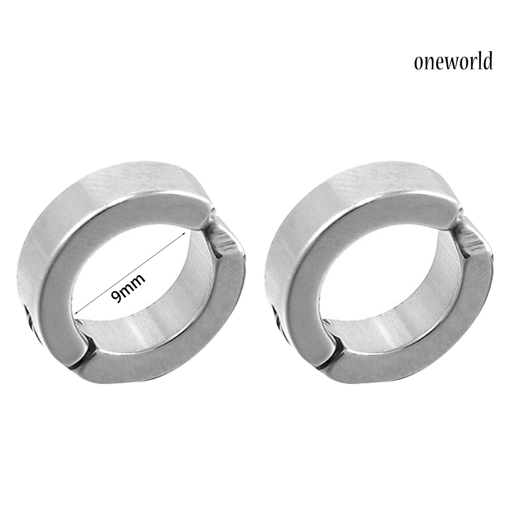 OW@ Ear Cuff Clip Cool Anti-rust Stainless Steel Punk Style Round Circle Earrings Men Jewelry for Party