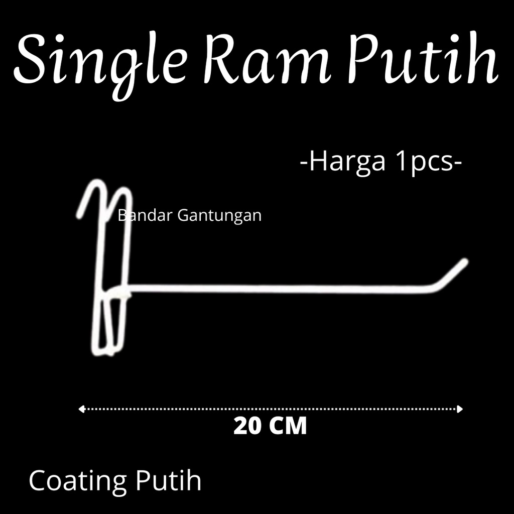 Cantelan Putih TEBAL Cantolan Cantelan Ram Putih 20 cm Cantelan Ram Hanger Aksesoris Single Ram Putih Display Rak-BH