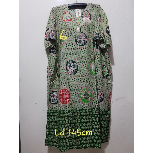 YULI - Daster kencana ungu  L5 JUMBO LD 135-150 CM PB 107 CM BATIK KU LEBEL PUTIH(KUP)-no 6