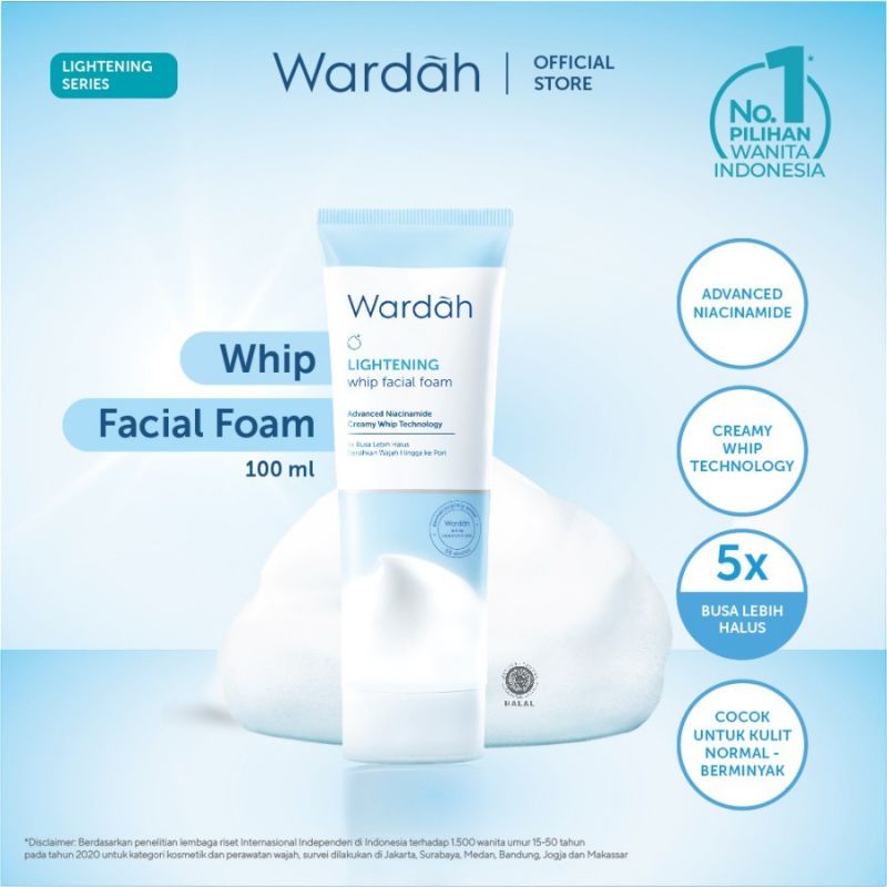 Wardah Lightening Whip Facial Foam 50ml &amp; 100ml/Pembersih Wajah