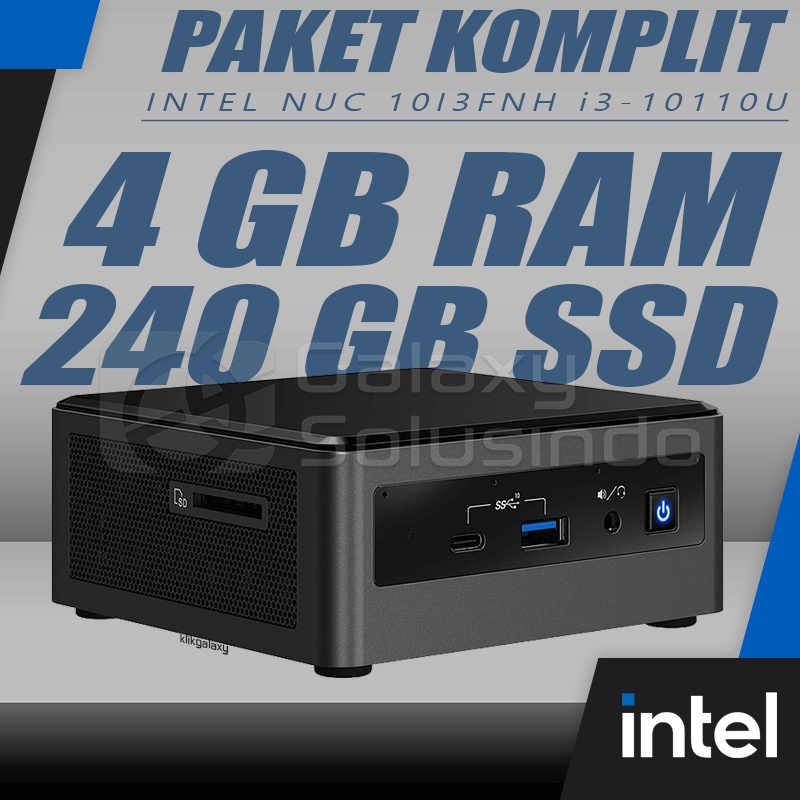 PAKET Intel NUC Kit NUC10i3FNH / 10i3FNH Mini PC + RAM 4GB + 240GB SSD