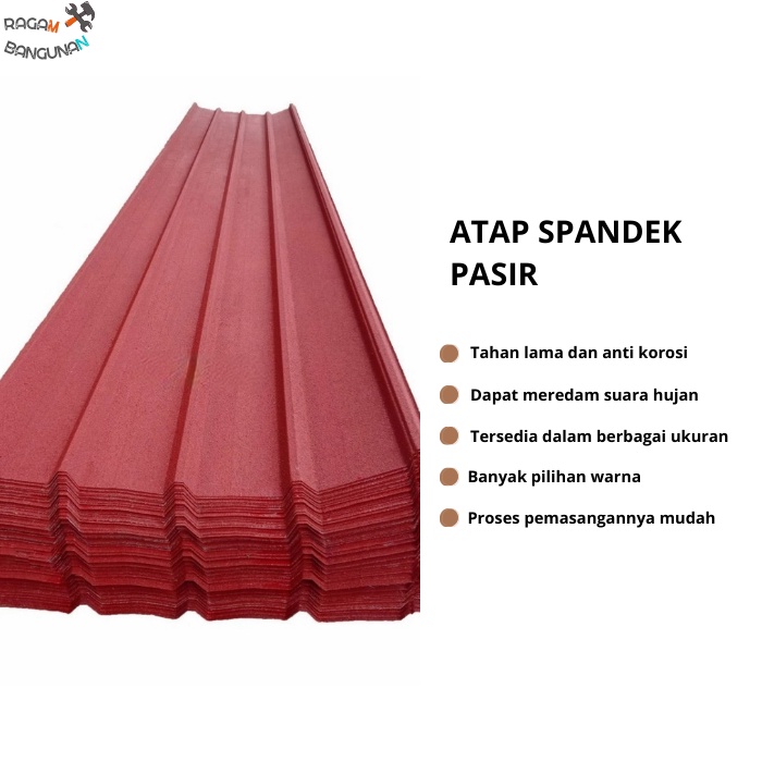 Atap Spandek Pasir Ketebalan 0.30-0.40 mm Per Meter