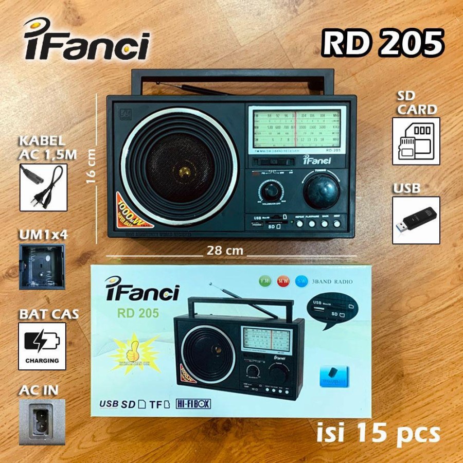 COD Radio Jadul Portable 3 Band Super Bass USB/SD Card/TF IFanci RD 205 / RADIO 3 BAND INFANCI RD 205