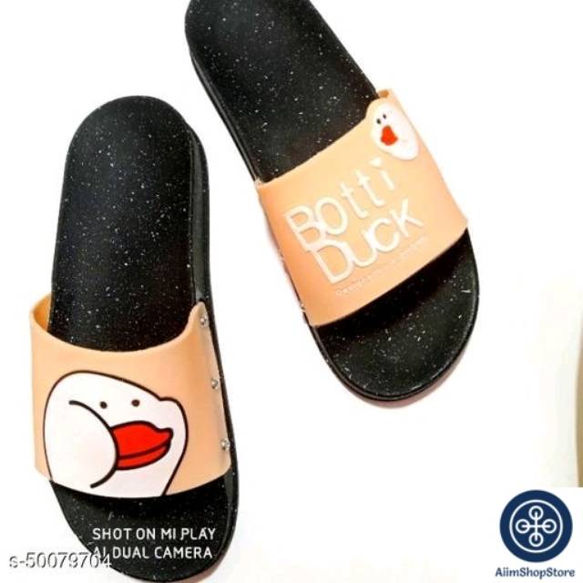 Sandal Wanita Cewek Botti Duck Karet Timbul Sol  Hitam 