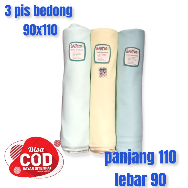 3 pis bedong polos 90x110 bahan dabelnit