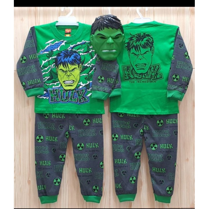 SETELAN ANAK PANJANG KARAKTER HULK/PIYAMA ANAK HULK