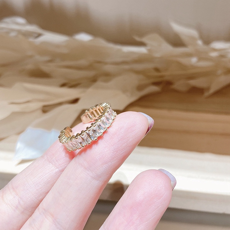 Cincin Model Terbuka Aksen Zircon Gaya Korea Untuk Wanita