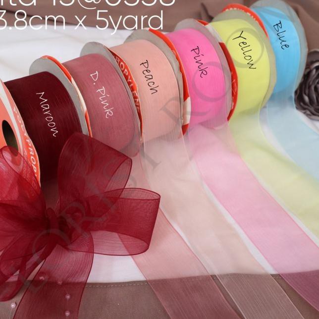 

ISTIMEWA!>-156 Pita 15@0338 ±3.8cm x 5yard - Christmast - Kado - Hamppers - Florist - Pink